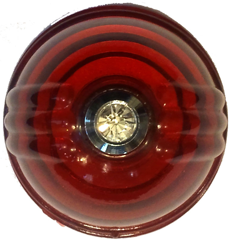 1930's tail light lens with jewel - Click Image to Close